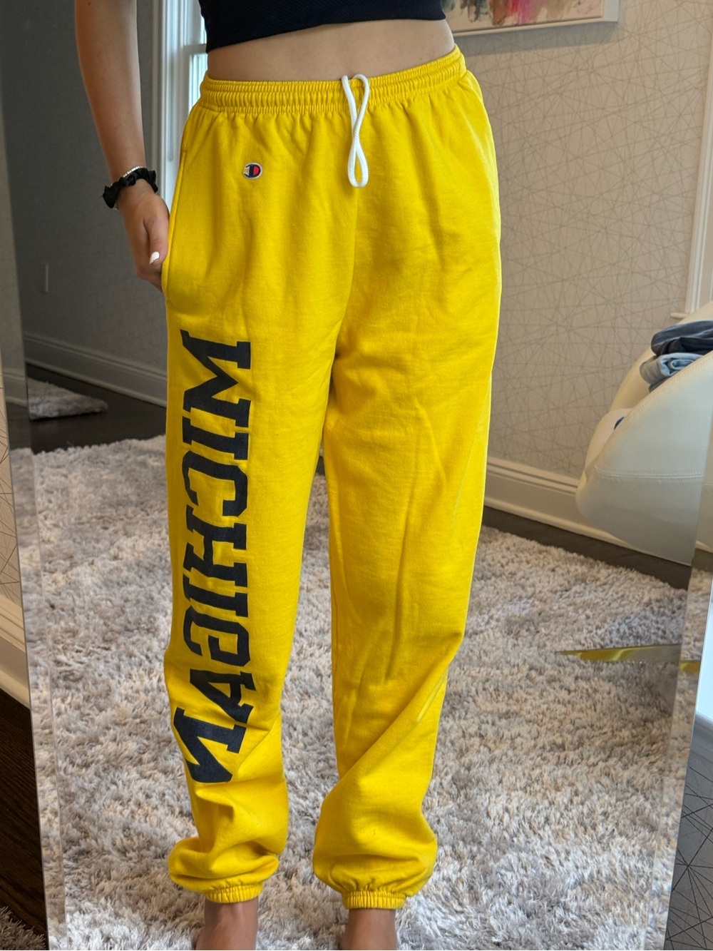 Champion Yellow Michigan Graphic Jogger Sweatpants for Men